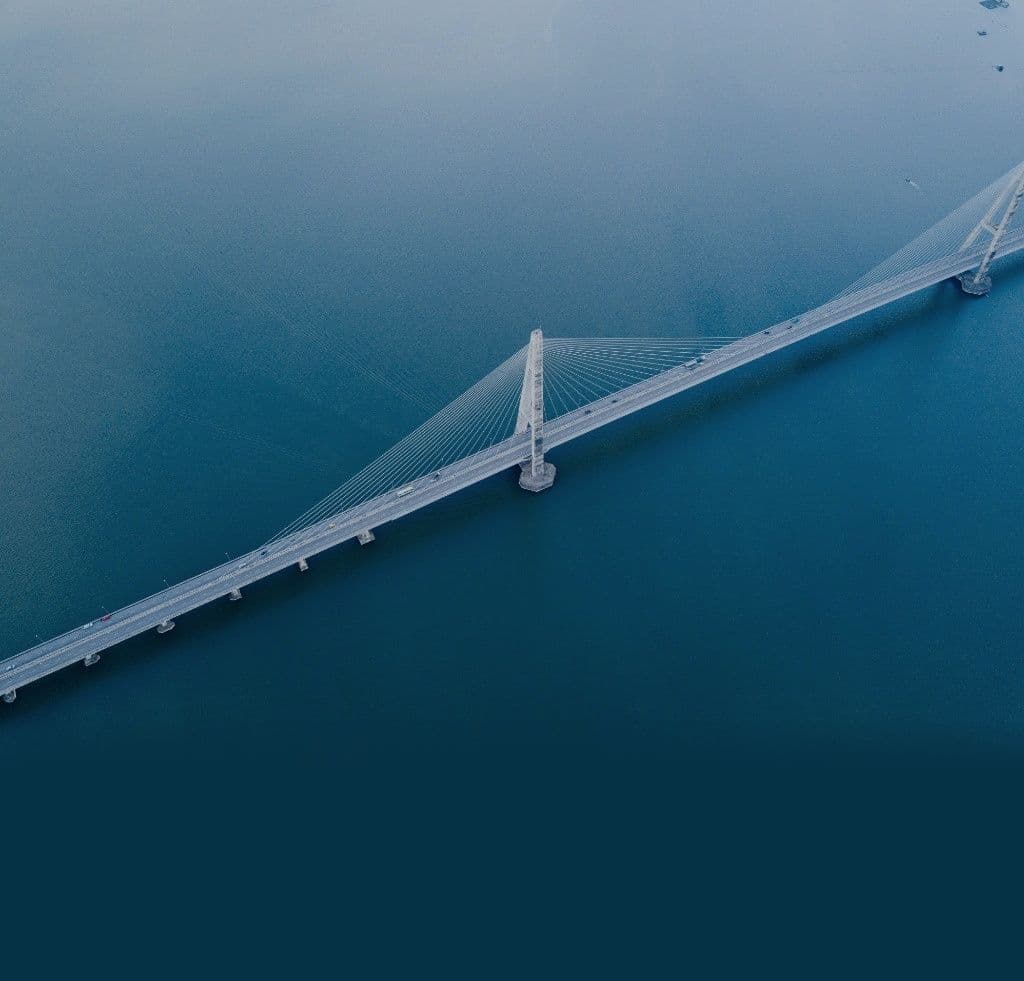 Cable-stayed bridge spanning deep blue water