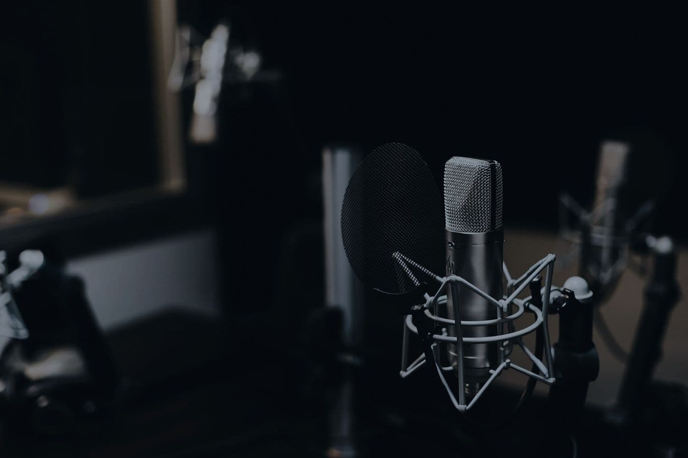 Studio microphone ready for a recorded interview